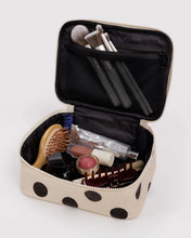 Load image into Gallery viewer, Baggu Small Cosmetic Case Cream &amp; Black Polka Dot