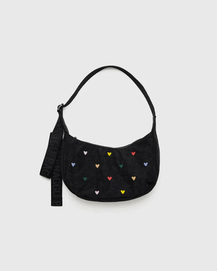 Baggu Small Nylon Crescent Bag Embroidered Hearts – Invite Me