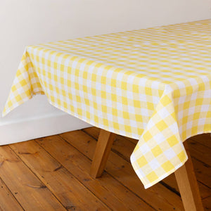Fabric Gingham Tablecloth Yellow & White