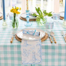 Load image into Gallery viewer, Fabric Gingham Tablecloth Mint Green &amp; White
