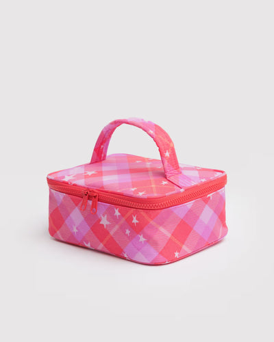 Baggu - Small Cosmetic Case Pink Star Plaid