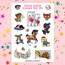 Load image into Gallery viewer, Sugar Sweet Sticker Sheet – Cute &amp; Retro Die-Cut Critters