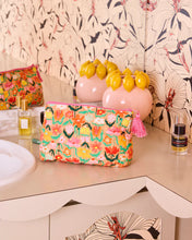Load image into Gallery viewer, KIP &amp; Co. Popping Flowers Peach Quilted Cotton Toiletry Purse