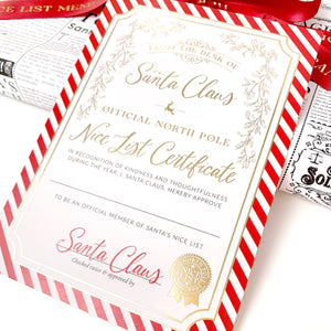 Santa's Nice List Certificate - Red White Stripe