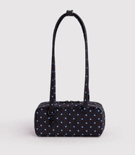Load image into Gallery viewer, Baggu Small Nylon Bowler Bag - Black and Sky Blue Micro Dot