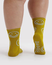 Load image into Gallery viewer, Baggu Crew Sock Ochre Happy