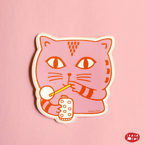 Bubble Blowing Cat Vinyl Sticker