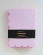Load image into Gallery viewer, Scalloped Shaped Notepad | Lilac + Hot Pink Edge