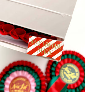 Nice List Member Christmas Rosette Badge Pink/Red