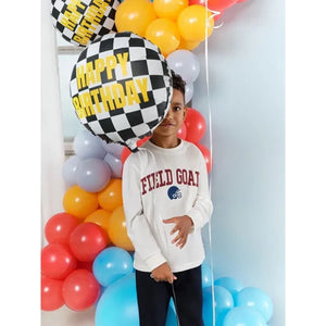 Happy Birthday Foil Balloon Checkered Flag