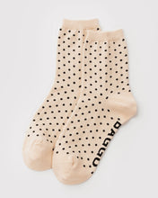 Load image into Gallery viewer, Baggu Crew Sock Micro Cream &amp; Blue Polka Dot