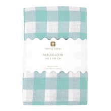 Load image into Gallery viewer, Fabric Gingham Tablecloth Mint Green &amp; White
