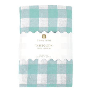 Fabric Gingham Tablecloth Mint Green & White