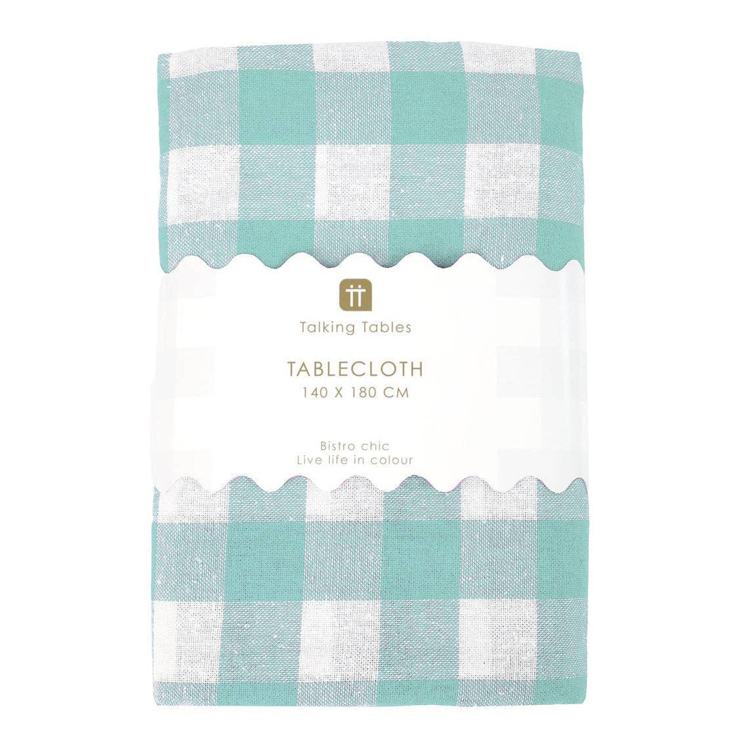Fabric Gingham Tablecloth Mint Green & White