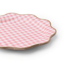 Load image into Gallery viewer, ELEGANT PETAL PINK GINGHAM DINNER PLATES