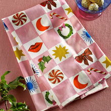 Load image into Gallery viewer, Kissmas Checkerboard Tea Towel