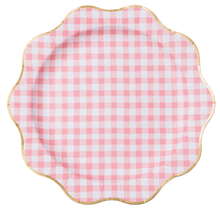 Load image into Gallery viewer, ELEGANT PETAL PINK GINGHAM DINNER PLATES