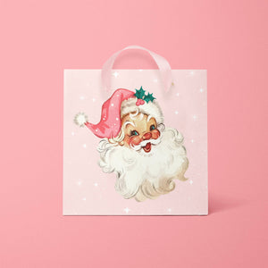 Retro Pink Santa Gift Bag: S