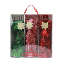 Load image into Gallery viewer, Colourful Tinsel Christmas Tree Confetti Crackers (Pack of 6)