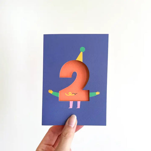 Age 2 - Die Cut - Cute Character - Fun Happy Birthday Card