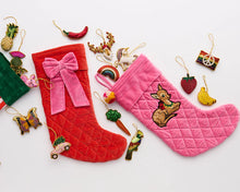 Load image into Gallery viewer, KIP &amp; Co. Ruldolph Embroidered Velvet Stocking