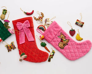 KIP & Co. Ruldolph Embroidered Velvet Stocking