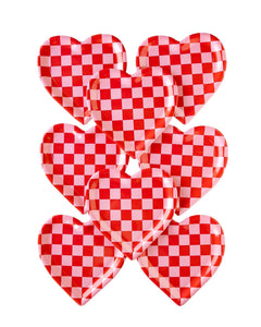 Checkered Heart Shaped Paper Plate (Pack 8)