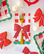 Load image into Gallery viewer, Plaid Napkin with Bow Paper Ring