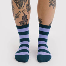 Load image into Gallery viewer, Baggu Crew Sock Malachite Stripe
