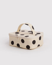 Load image into Gallery viewer, Baggu Small Cosmetic Case Cream &amp; Black Polka Dot