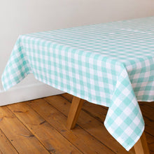 Load image into Gallery viewer, Fabric Gingham Tablecloth Mint Green &amp; White