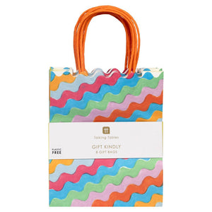 Colourful Wavy Paper Gift Bags | 8 Pack | Birthday | Party |