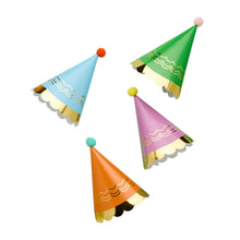 Load image into Gallery viewer, Premium Bright Party Hats with Pom Poms - Pack of 8