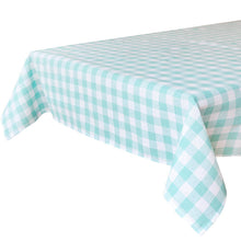 Load image into Gallery viewer, Fabric Gingham Tablecloth Mint Green &amp; White