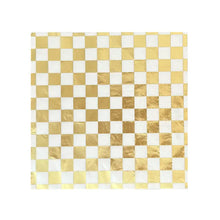 Load image into Gallery viewer, Checkered Gold + White Napkins Large (Pack 16)