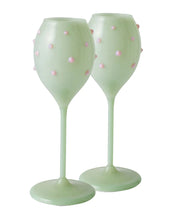Load image into Gallery viewer, KIP &amp; Co. Pistachio Polkadot Champagne Glass (2P)