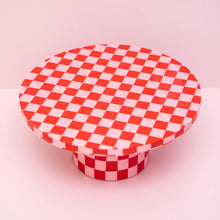 Load image into Gallery viewer, Sunburst Red and Pink Check Resin Cake Stand