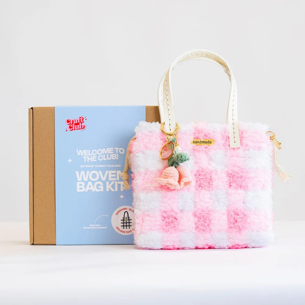 Craft Club Gingham | Pink | Woven Handbag DIY Kits