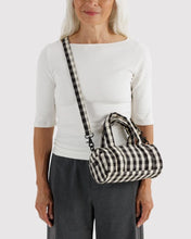 Load image into Gallery viewer, Baggu Small Nylon Duffle Bag Black and Cream Gingham