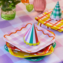 Load image into Gallery viewer, Gingham Multi-Coloured  Square Paper Plates (Pack 12)