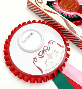 Nice List Member Christmas Rosette Badge Pink/Red