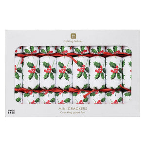 Holly Luxury White Mini Christmas Crackers | 8 Pack |