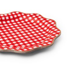 Load image into Gallery viewer, ELEGANT CHERRY RED GINGHAM DINNER PLATES