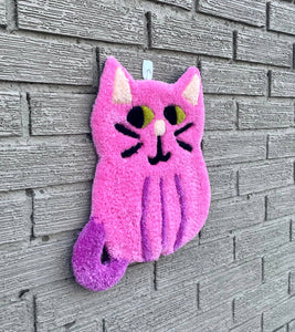 Cat Tufted Wall Hanging: Pink