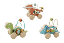 Load image into Gallery viewer, Toyslink Wooden Wheelie Dino with Bead Maze
