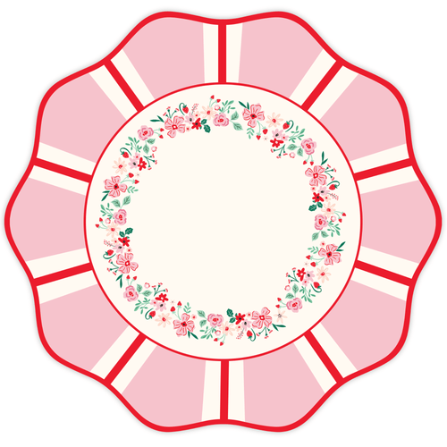 PINK & RED FLORAL DINNER PLATES