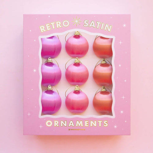 Retro Satin Ornaments Set of 9