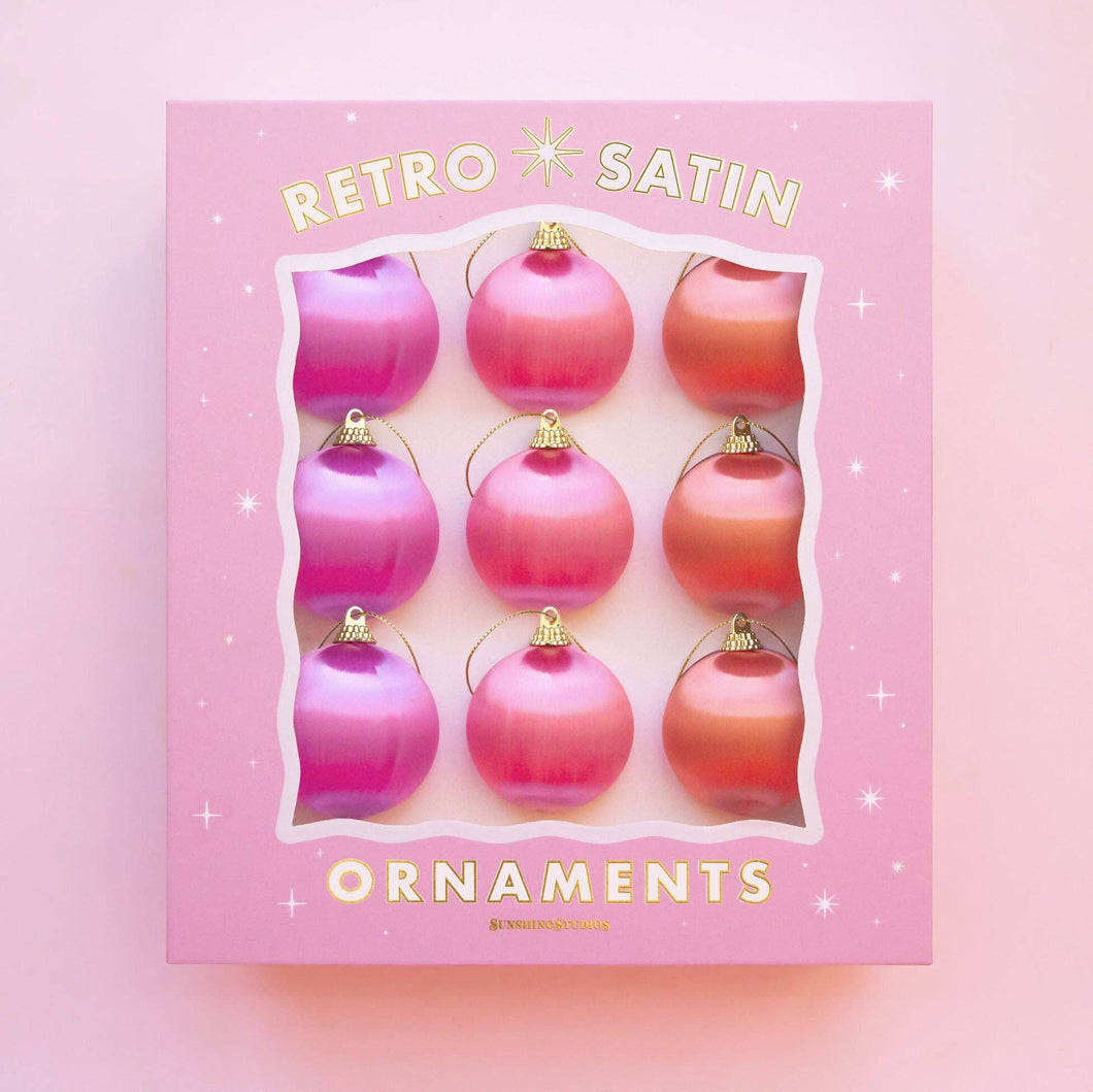 Retro Satin Ornaments Set of 9