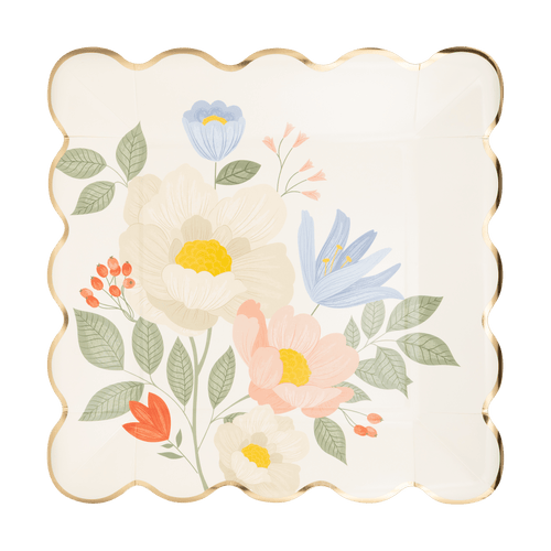 Floral Corner Plates (Pack 8)