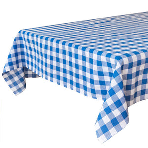 Fabric Gingham Tablecloth Blue & White